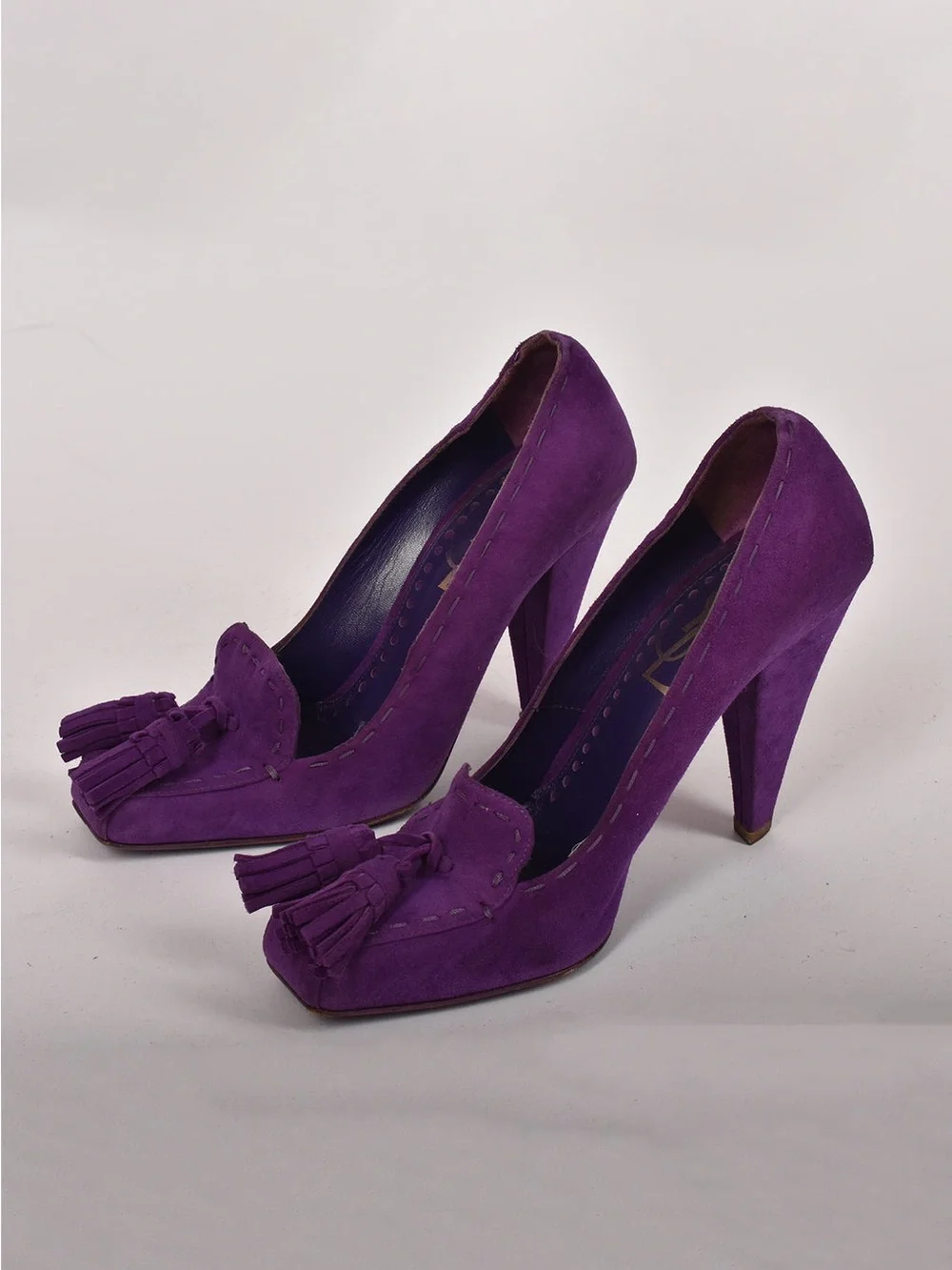 Saint Laurent Violet Suede Tassel Pump - Picture 4 of 4